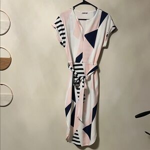 Geometric Split Neckline Dress